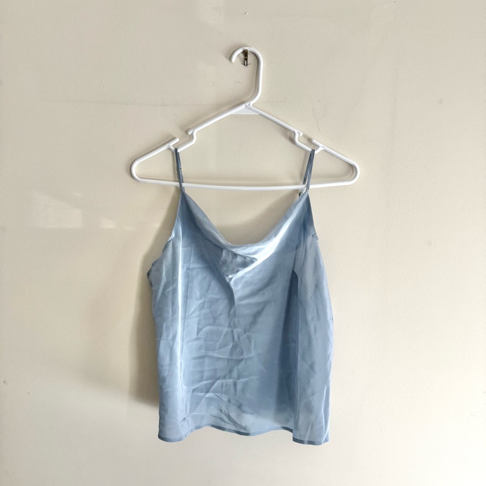 Free People Silk Cowl Cami in Light Blue - Size Medium